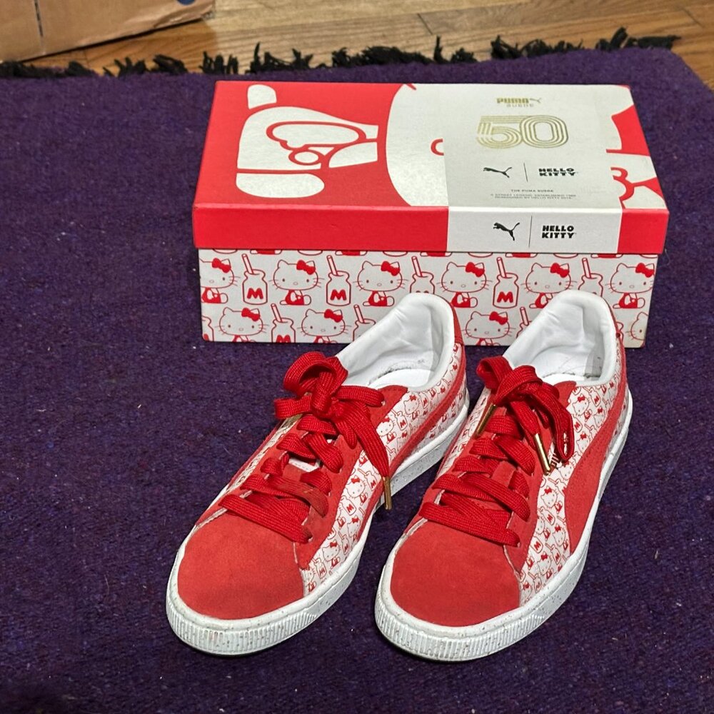 Puma x Hello Kitty Super Kawaii Red Suede Sneakers Womens 7.5 Almost Never Worn! - Picture 3 of 9